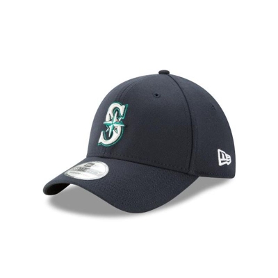 Blue Seattle Mariners Hat - New Era MLB Team Classic 39THIRTY Stretch Fit Caps USA7893465